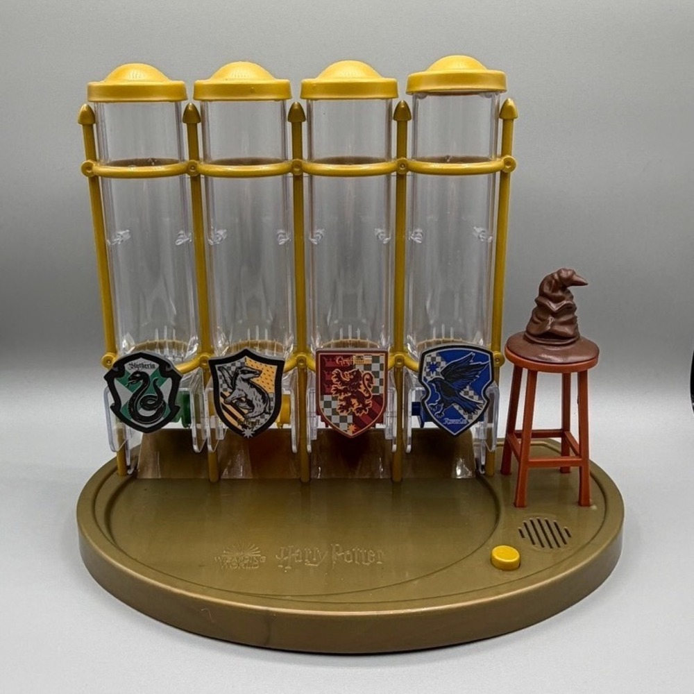 🎩 Jelly Belly Harry Potter Hogwarts House 4 Tube Candy Dispenser EUC 🪄